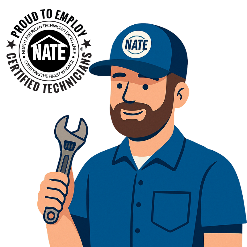 Certified technicians. Hand holding wrench illustration.